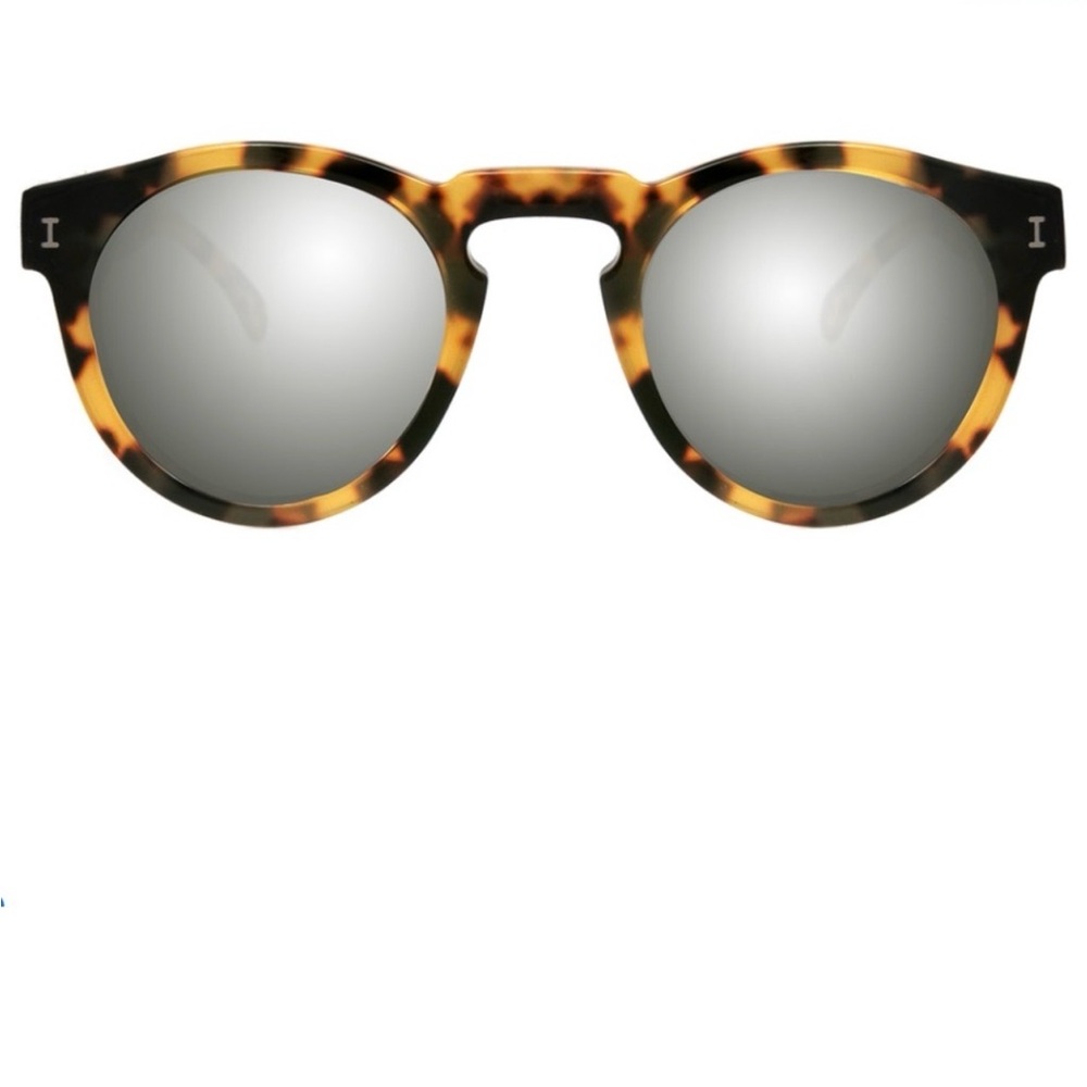 Illesteva Tortoiseshell Round Sunglasses with Silver Mirrored lenses